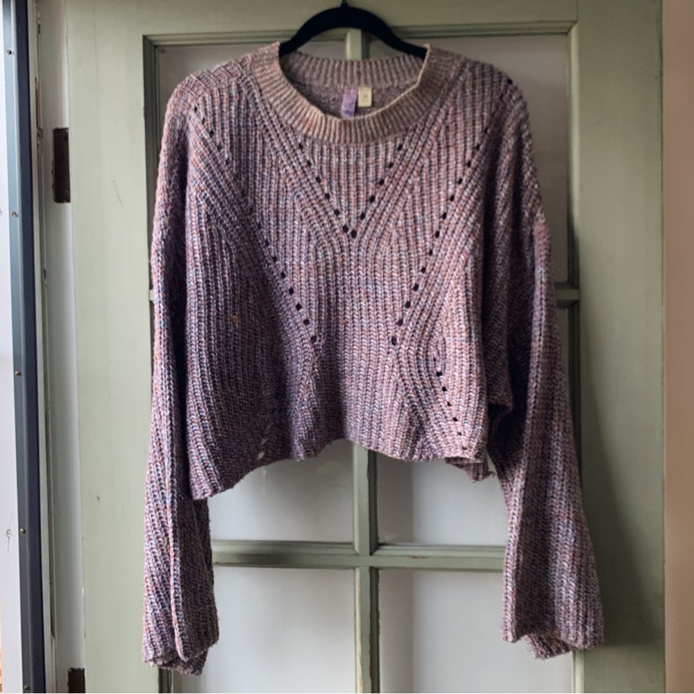 Alya Purple Knit Cropped Sweater, Size M